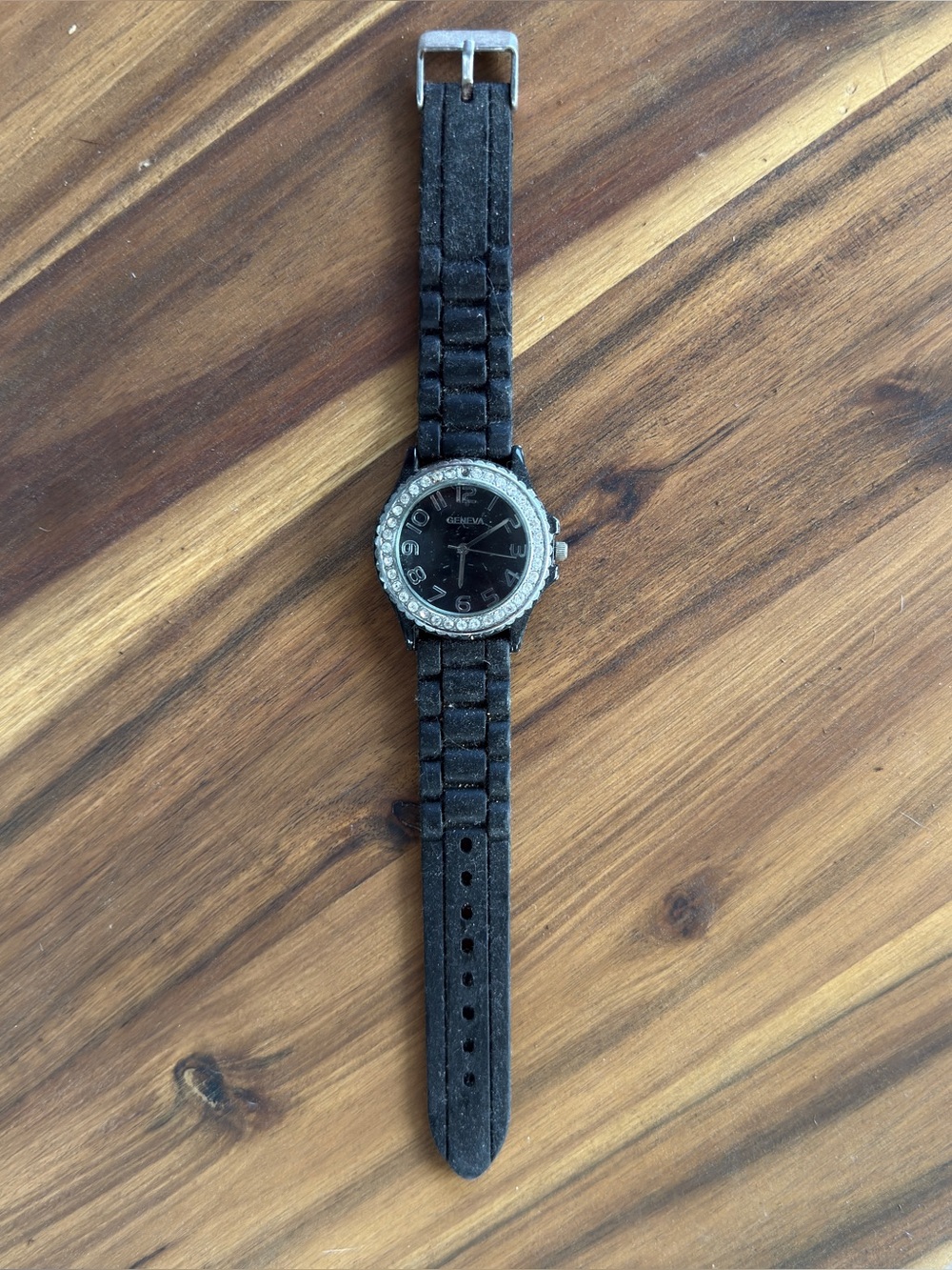 GENEVA RHINESTONE WATCH BLACK Y2K GLAM JAPAN MOVT